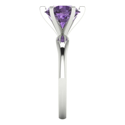2.5 cttw Simulated Alexandrite Solitaire  Engagement Ring - Solid White Gold (VVS1, Round Cut,8.5mm)