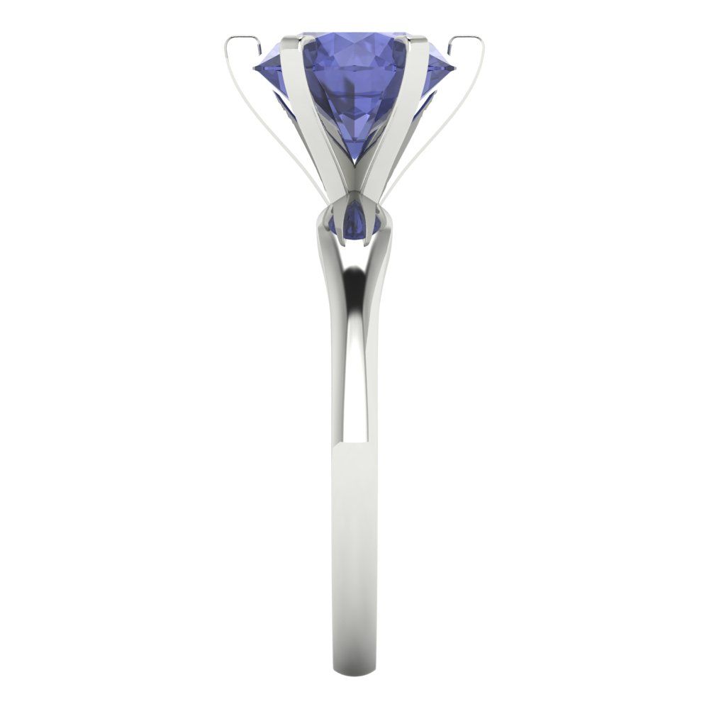 2.5 cttw Simulated Tanzanite Solitaire  Engagement Ring - Solid White Gold (VVS1, Round Cut,8.5mm)