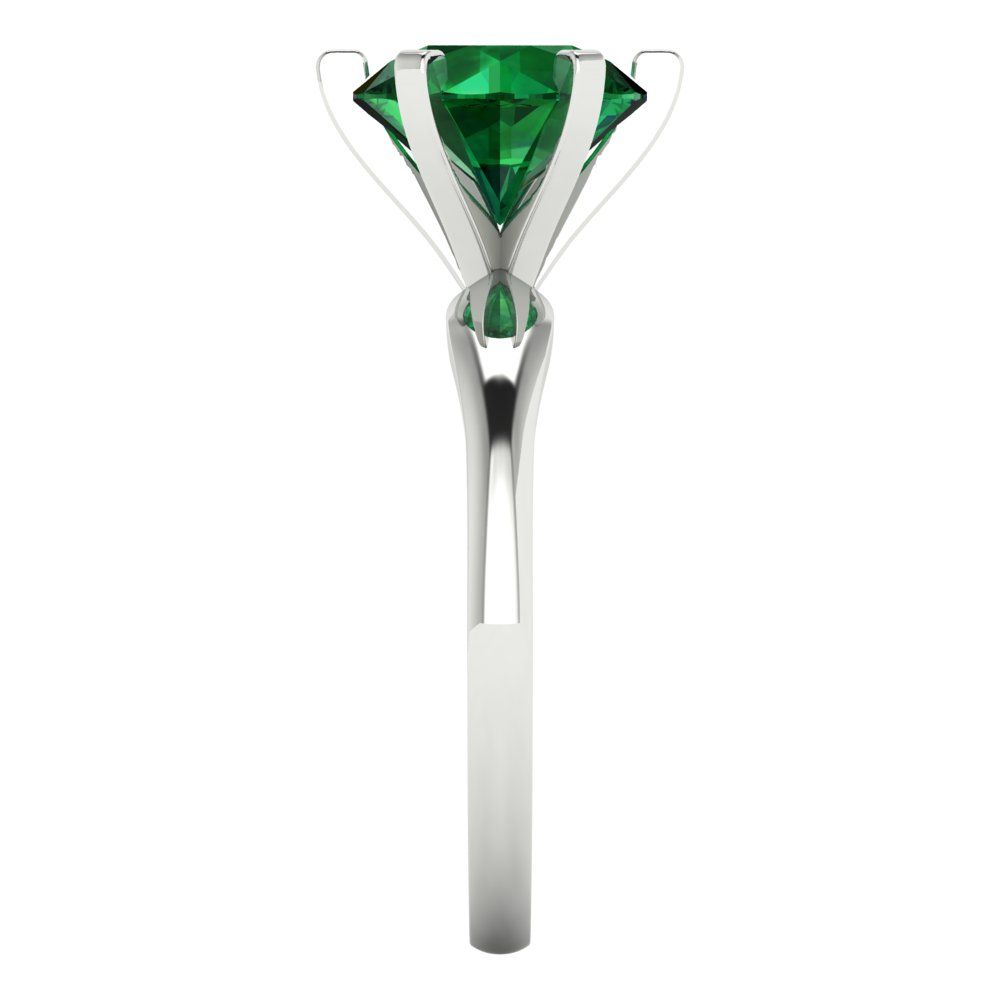 2.5 cttw Simulated Emerald Solitaire  Engagement Ring - Solid Gold (Round Cut,8.5mm)