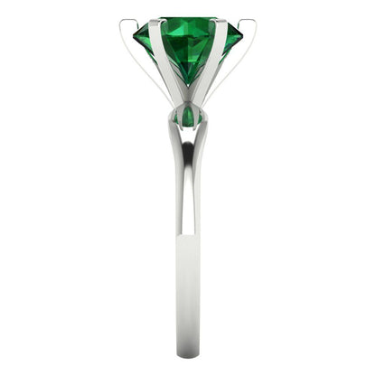 2.5 cttw Simulated Emerald Solitaire  Engagement Ring - Solid Gold (Round Cut,8.5mm)