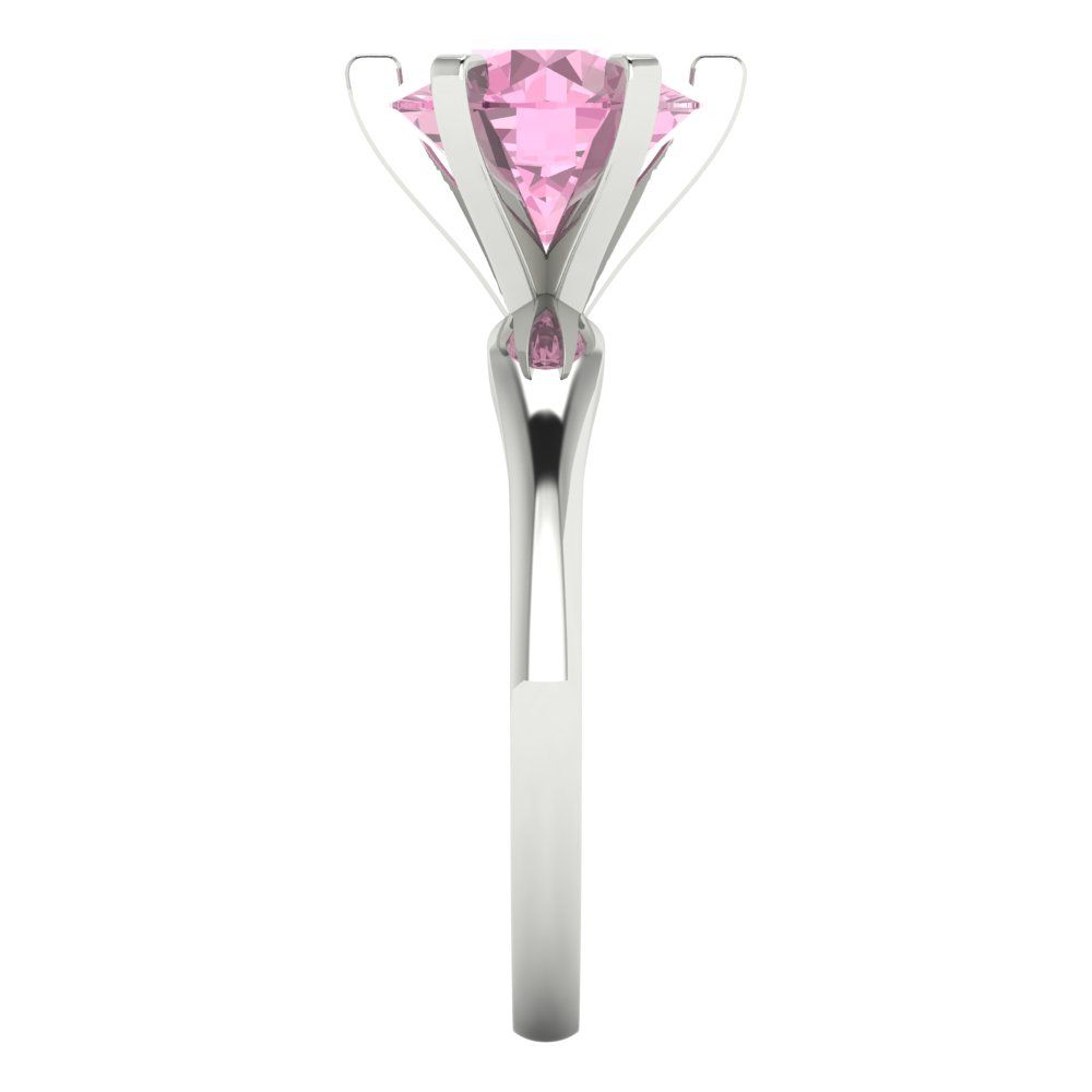 2.5 cttw Zirconia Simulated Pink Diamond Solitaire  Engagement Ring - Solid White Gold (VVS1, Round Cut,8.5mm)