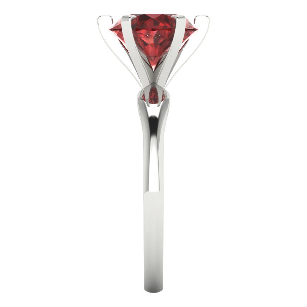 2.5 cttw Natural Garnet Solitaire  Engagement Ring - Solid White Gold (VVS1, Round Cut,8.5mm)