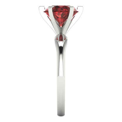 2.5 cttw Natural Garnet Solitaire  Engagement Ring - Solid White Gold (VVS1, Round Cut,8.5mm)