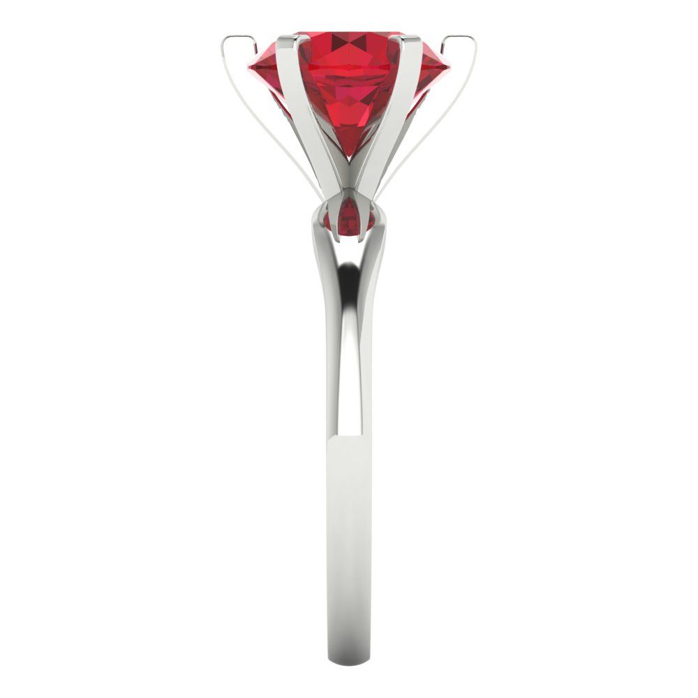 2.5 cttw Simulated Ruby Solitaire  Engagement Ring - Solid White Gold (VVS1, Round Cut,8.5mm)