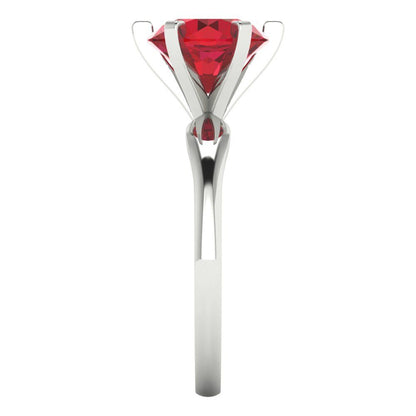 2.5 cttw Simulated Ruby Solitaire  Engagement Ring - Solid White Gold (VVS1, Round Cut,8.5mm)