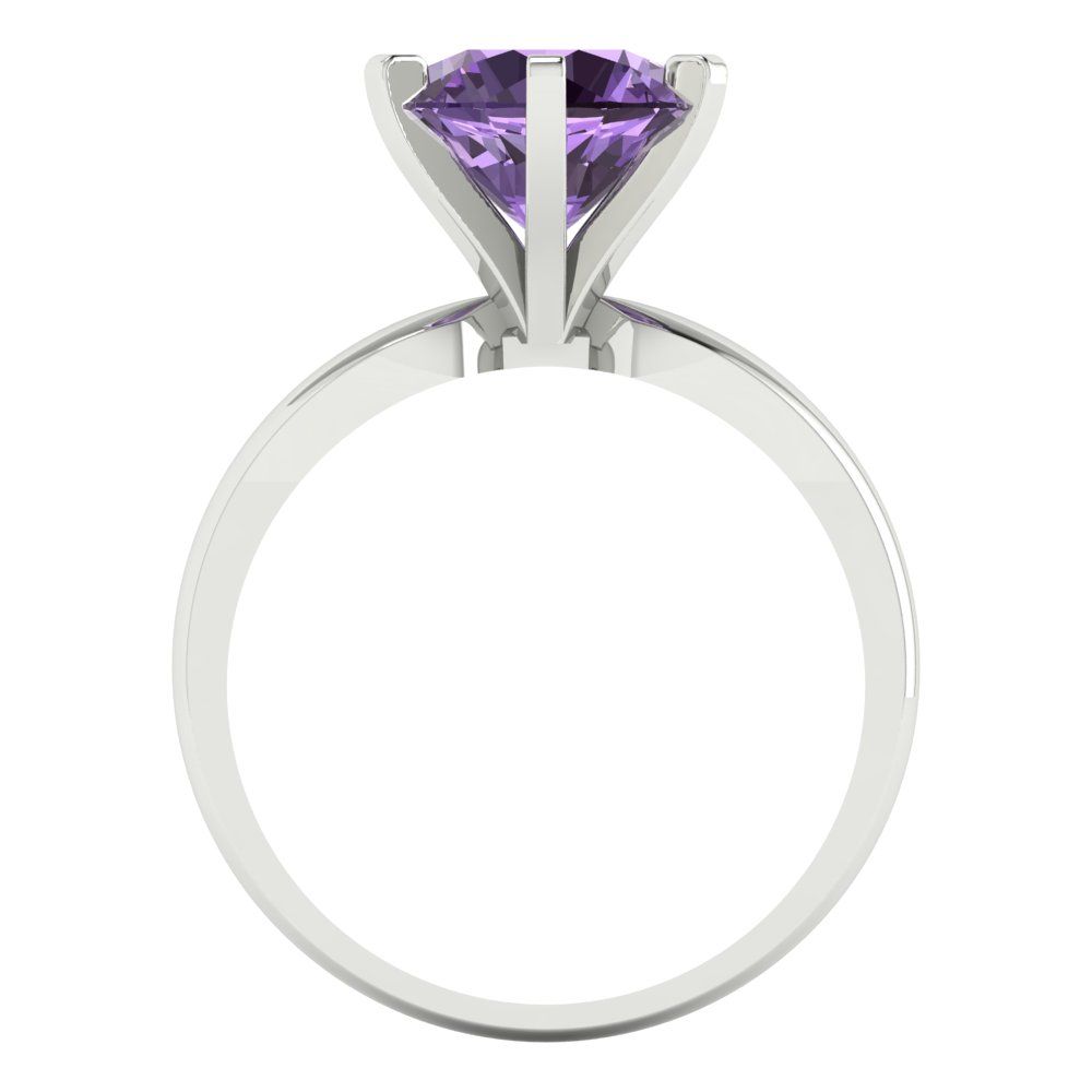 2.5 cttw Simulated Alexandrite Solitaire  Engagement Ring - Solid White Gold (VVS1, Round Cut,8.5mm)