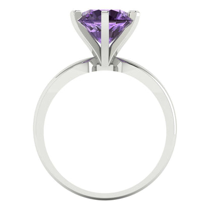 2.5 cttw Simulated Alexandrite Solitaire  Engagement Ring - Solid White Gold (VVS1, Round Cut,8.5mm)