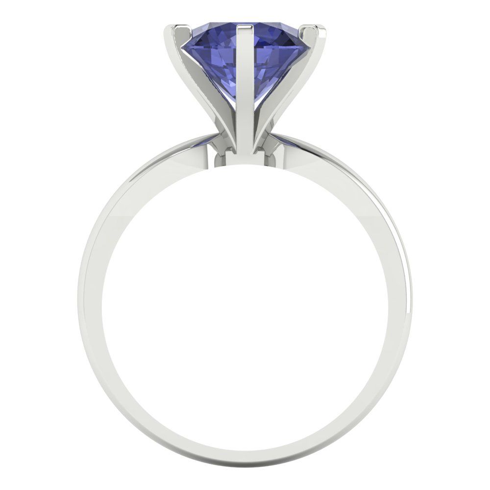 2.5 cttw Simulated Tanzanite Solitaire  Engagement Ring - Solid White Gold (VVS1, Round Cut,8.5mm)