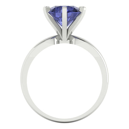 2.5 cttw Simulated Tanzanite Solitaire  Engagement Ring - Solid White Gold (VVS1, Round Cut,8.5mm)