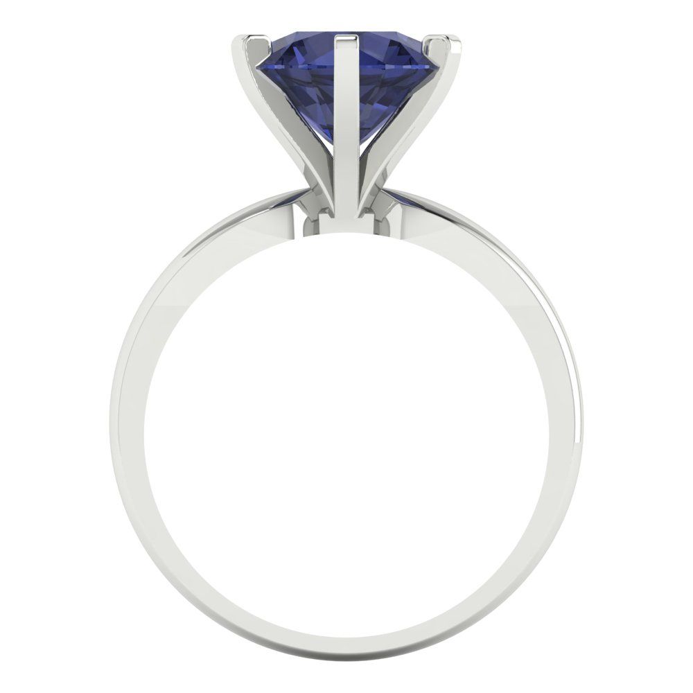 2.5 cttw Simulated Blue Sapphire Solitaire  Engagement Ring - Solid Gold (Round Cut,8.5mm)