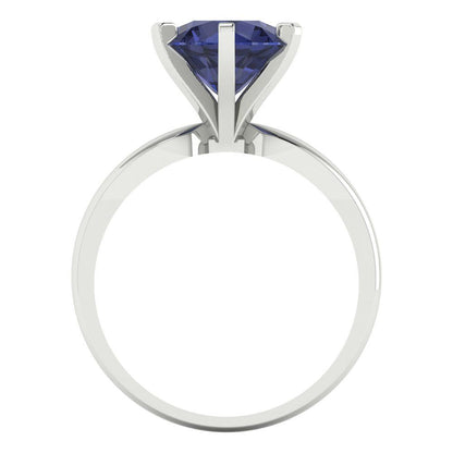 2.5 cttw Simulated Blue Sapphire Solitaire  Engagement Ring - Solid Gold (Round Cut,8.5mm)
