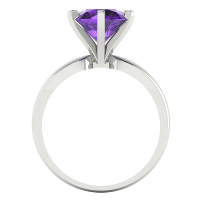 2.5 cttw Natural Amethyst Solitaire  Engagement Ring - Solid Gold (Round Cut,8.5mm)