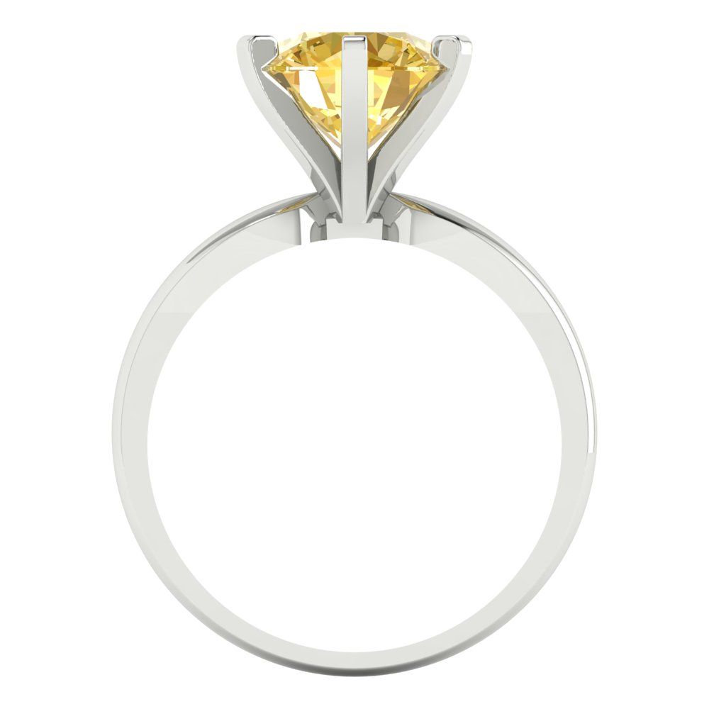2.5 cttw Zirconia Simulated Yellow Diamond Solitaire  Engagement Ring - Solid Gold (VVS1, Round Cut,8.5mm)
