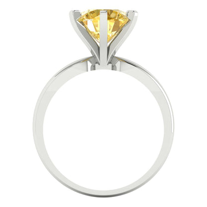 2.5 cttw Zirconia Simulated Yellow Diamond Solitaire  Engagement Ring - Solid Gold (VVS1, Round Cut,8.5mm)