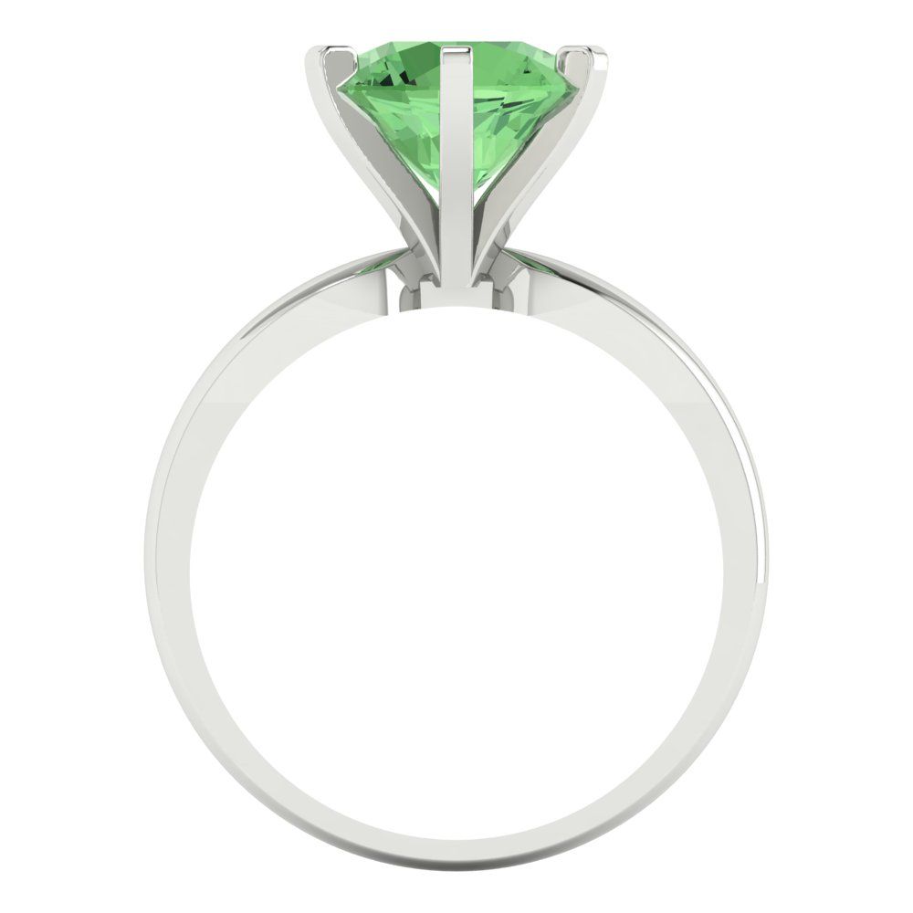 2.5 cttw Zirconia Simulated Green Diamond Solitaire  Engagement Ring - Solid Gold (VVS1, Round Cut,8.5mm)