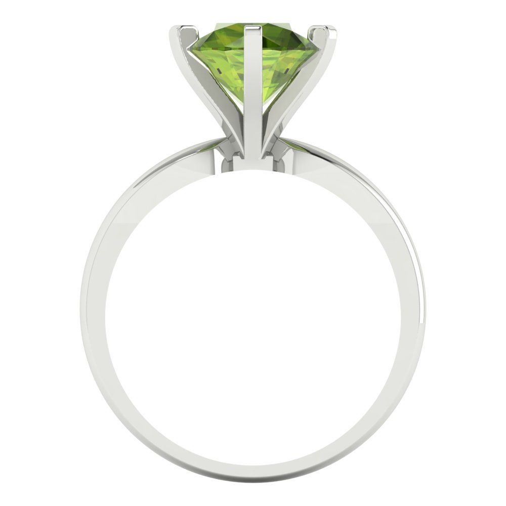 2.5 cttw Natural Peridot Solitaire  Engagement Ring - Solid Gold (Round Cut,8.5mm)