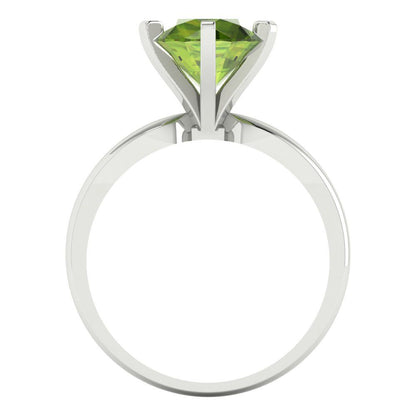 2.5 cttw Natural Peridot Solitaire  Engagement Ring - Solid Gold (Round Cut,8.5mm)