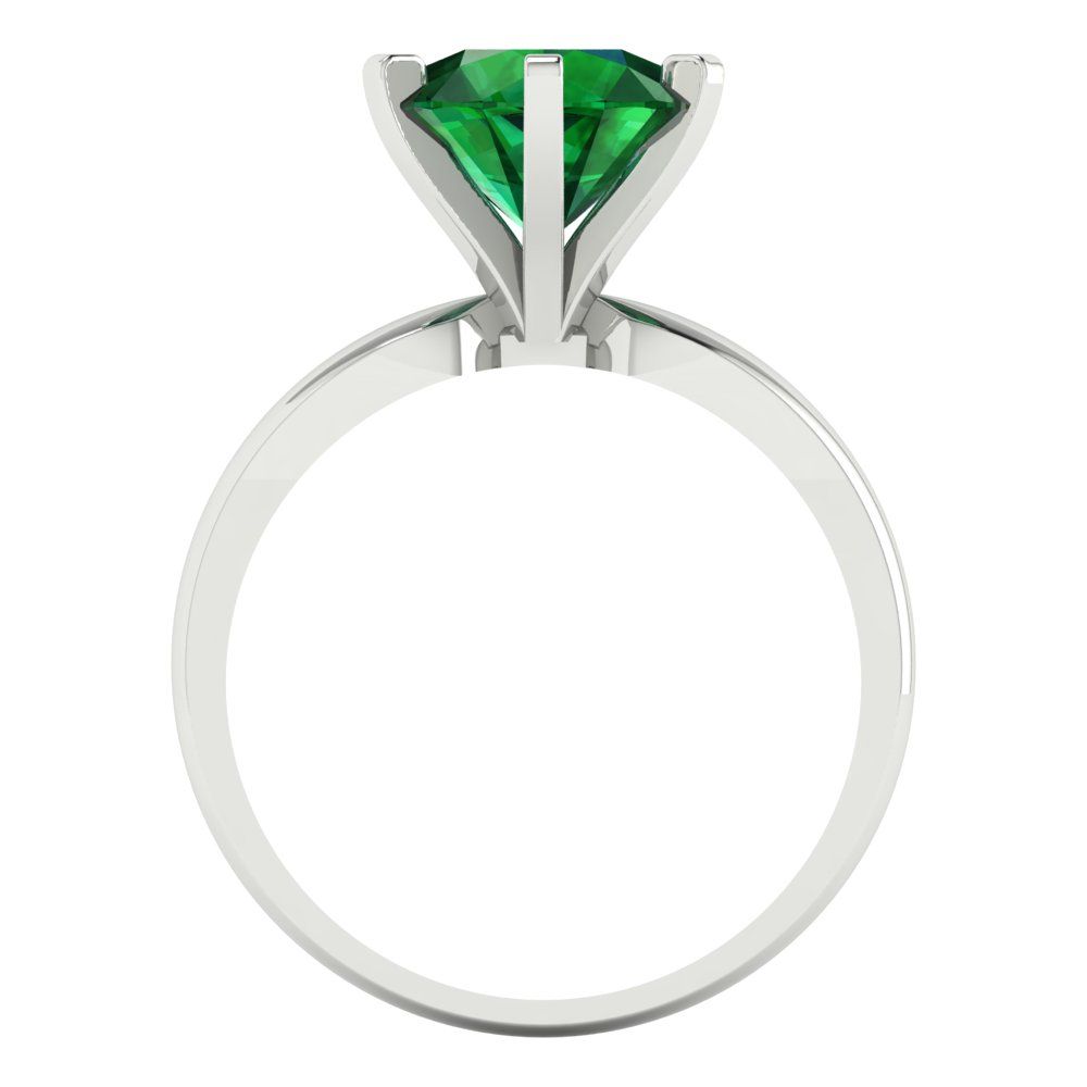 2.5 cttw Simulated Emerald Solitaire  Engagement Ring - Solid Gold (Round Cut,8.5mm)
