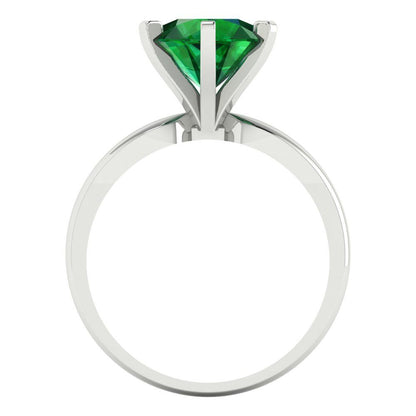 2.5 cttw Simulated Emerald Solitaire  Engagement Ring - Solid Gold (Round Cut,8.5mm)