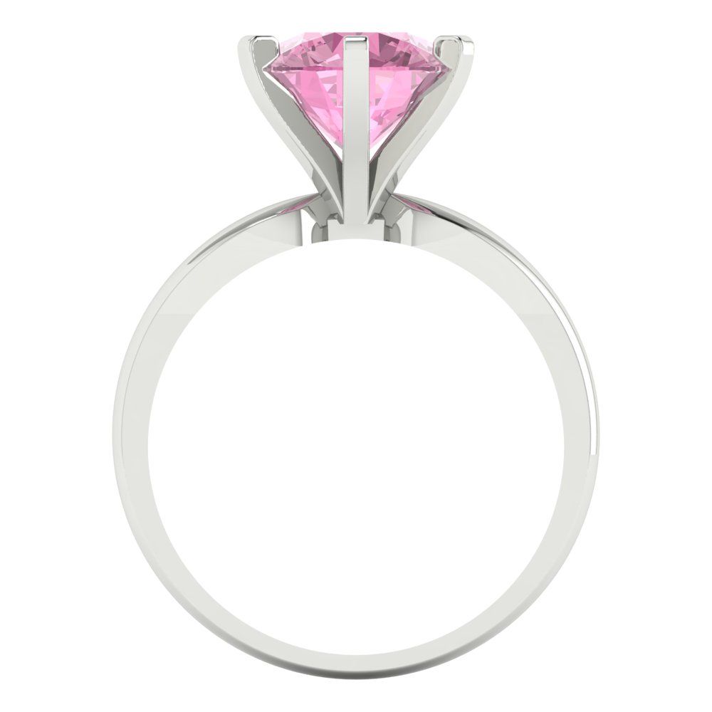 2.5 cttw Zirconia Simulated Pink Diamond Solitaire  Engagement Ring - Solid White Gold (VVS1, Round Cut,8.5mm)