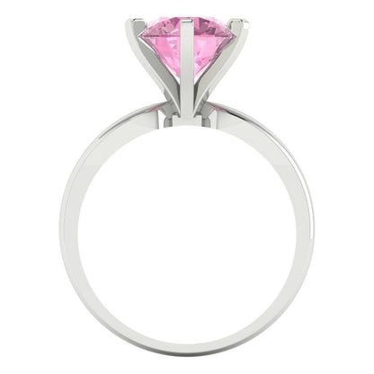 2.5 cttw Zirconia Simulated Pink Diamond Solitaire  Engagement Ring - Solid White Gold (VVS1, Round Cut,8.5mm)