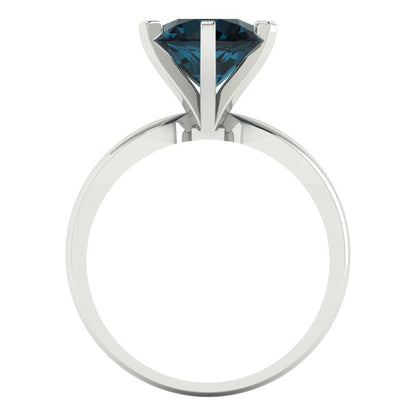 2.5 cttw Natural London Blue Topaz Solitaire  Engagement Ring - Solid Gold (Round Cut,8.5mm)