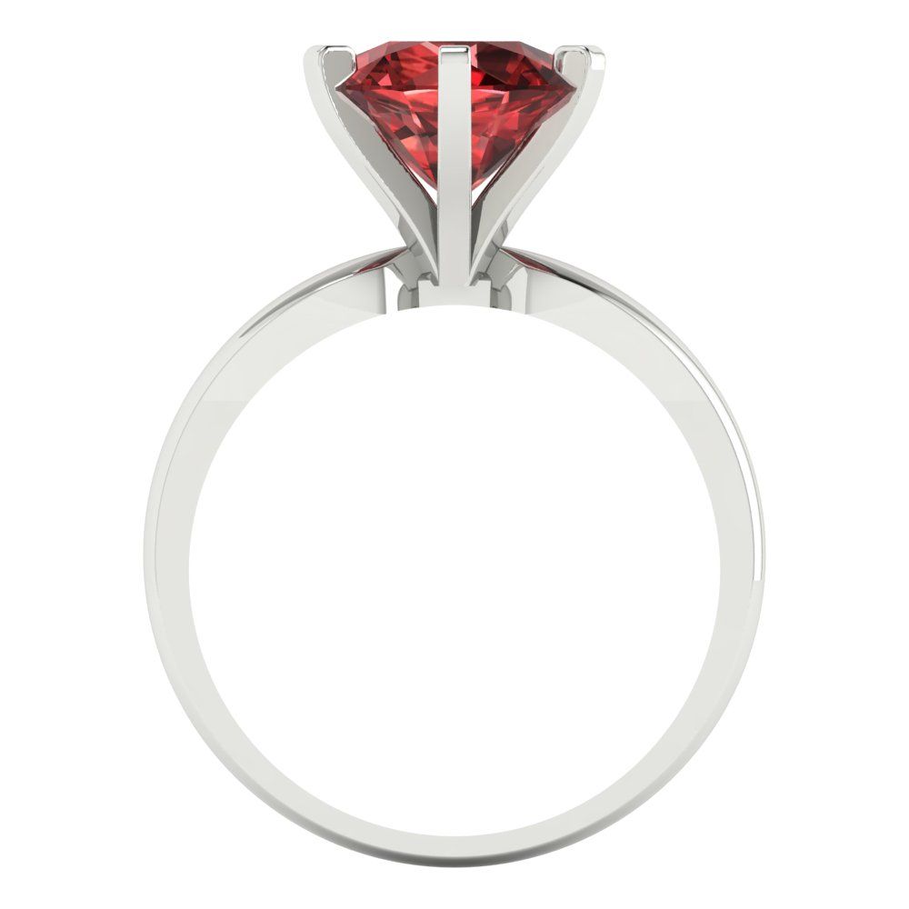 2.5 cttw Natural Garnet Solitaire  Engagement Ring - Solid White Gold (VVS1, Round Cut,8.5mm)
