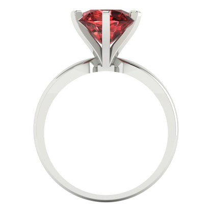 2.5 cttw Natural Garnet Solitaire  Engagement Ring - Solid White Gold (VVS1, Round Cut,8.5mm)