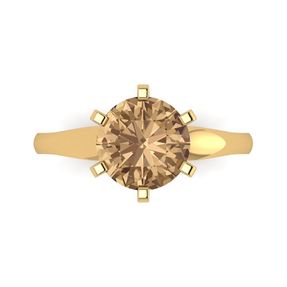 2.5 cttw Zirconia Simulated Champagne Diamond Solitaire  Engagement Ring - Solid Gold (VVS1, Round Cut,8.5mm)