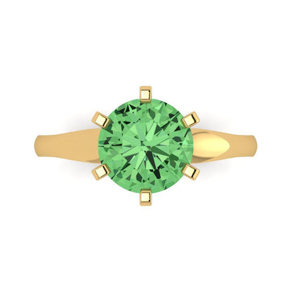 2.5 cttw Zirconia Simulated Green Diamond Solitaire  Engagement Ring - Solid Gold (VVS1, Round Cut,8.5mm)
