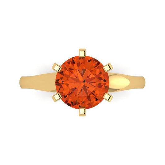 2.5 cttw Zirconia Simulated Red Diamond Solitaire  Engagement Ring - Solid Yellow Gold (VVS1, Round Cut,8.5mm)