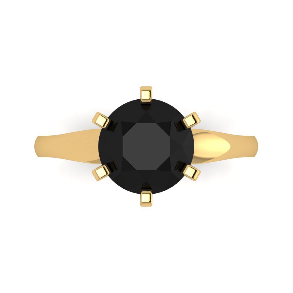 2.5 cttw Natural Onyx Solitaire  Engagement Ring - Solid Gold (Round Cut,8.5mm)