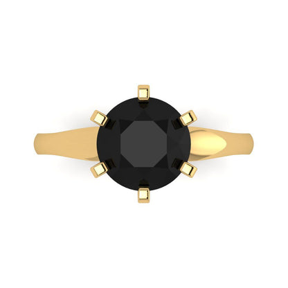 2.5 cttw Natural Onyx Solitaire  Engagement Ring - Solid Gold (Round Cut,8.5mm)