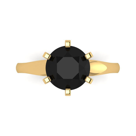 2.5 cttw Natural Onyx Solitaire  Engagement Ring - Solid Yellow Gold (VVS1, Round Cut,8.5mm)