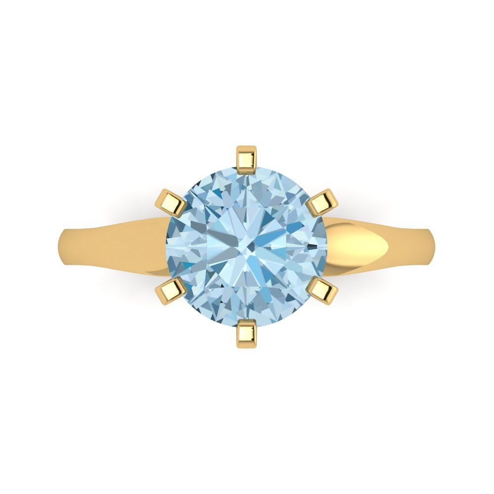 2.5 cttw Natural Sky Blue Topaz Solitaire  Engagement Ring - Solid Gold (Round Cut,8.5mm)
