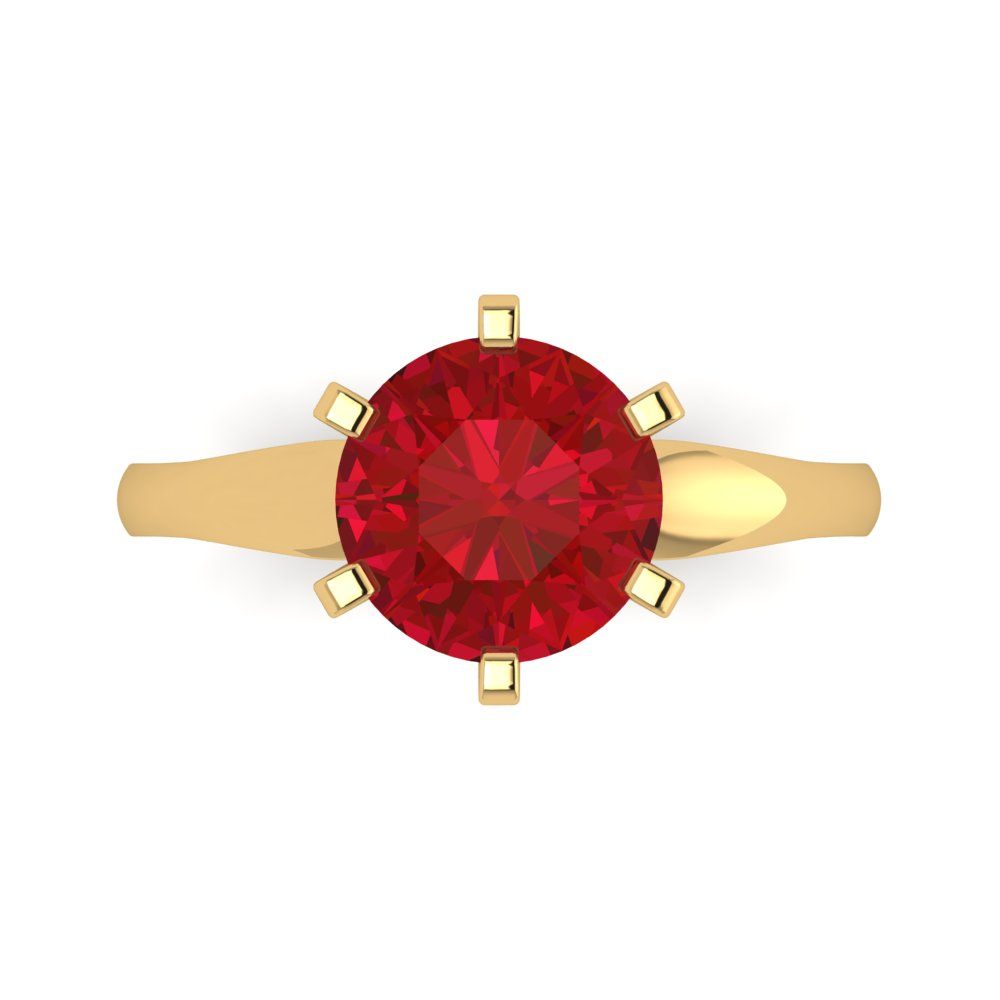 2.5 cttw Simulated Ruby Solitaire  Engagement Ring - Solid Gold (Round Cut,8.5mm)