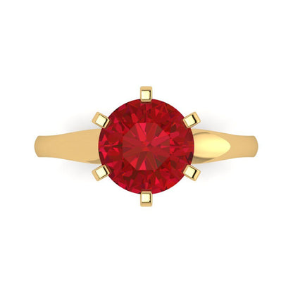 2.5 cttw Simulated Ruby Solitaire  Engagement Ring - Solid Gold (Round Cut,8.5mm)