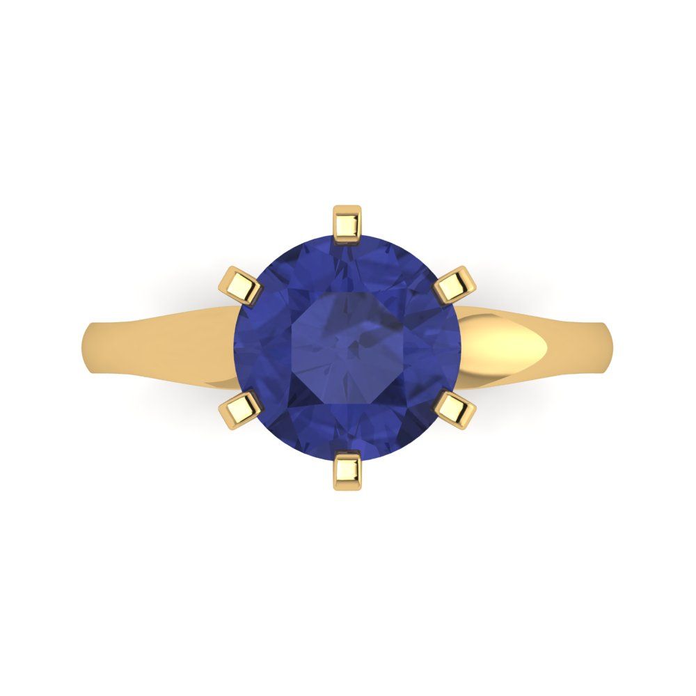 2.5 cttw Simulated Tanzanite Solitaire  Engagement Ring - Solid Gold (Round Cut,8.5mm)