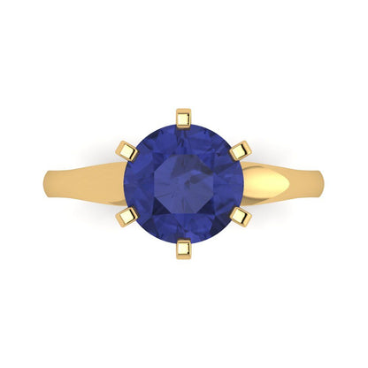 2.5 cttw Simulated Tanzanite Solitaire  Engagement Ring - Solid Gold (Round Cut,8.5mm)