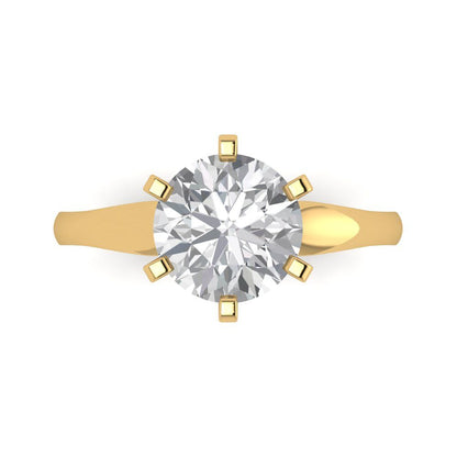 2.5 cttw White Sapphire Solitaire  Engagement Ring - Solid Yellow Gold (VVS1, Round Cut,8.5mm)