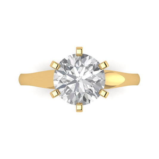 2.5 cttw Moissanite Solitaire  Engagement Ring - Solid Yellow Gold (VVS1, Round Cut,8.5mm)