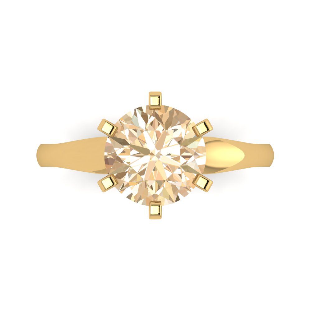 2.5 cttw Natural Morganite Solitaire  Engagement Ring - Solid Yellow Gold (VVS1, Round Cut,8.5mm)