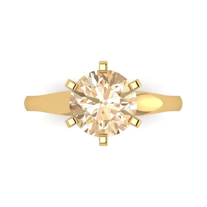 2.5 cttw Natural Morganite Solitaire  Engagement Ring - Solid Yellow Gold (VVS1, Round Cut,8.5mm)