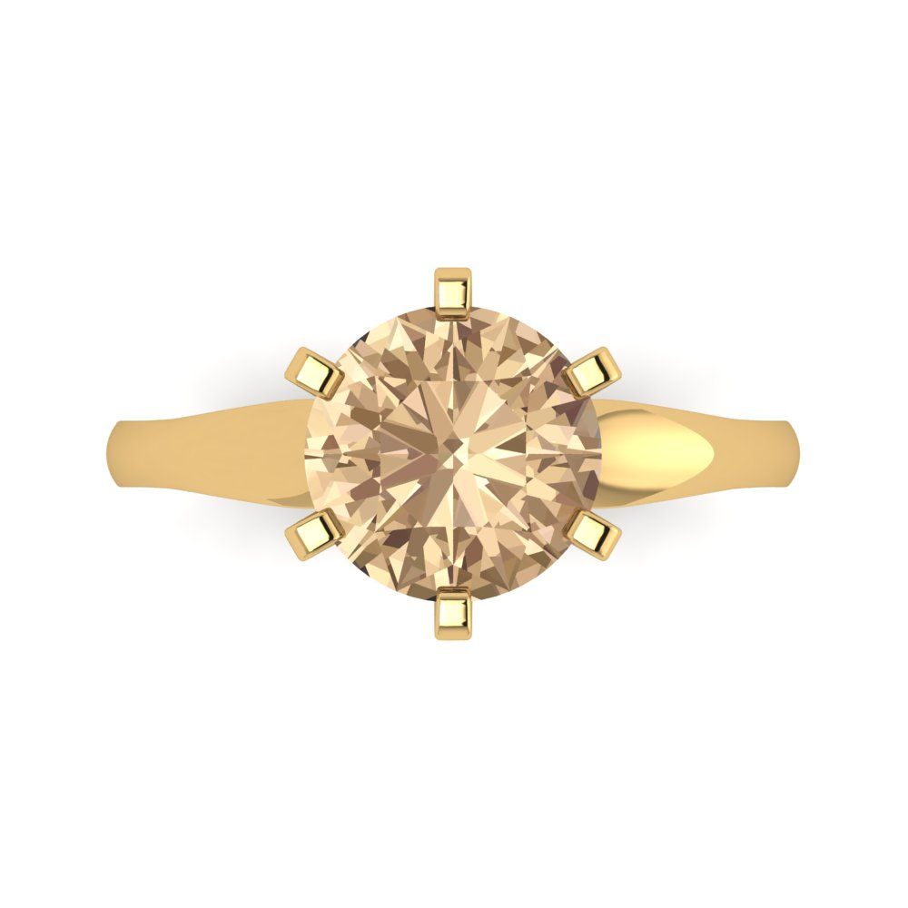 2.5 cttw Yellow Moissanite Solitaire  Engagement Ring - Solid Gold (Round Cut,8.5mm)