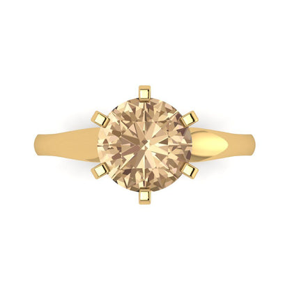 2.5 cttw Yellow Moissanite Solitaire  Engagement Ring - Solid Gold (Round Cut,8.5mm)