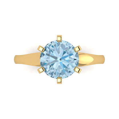 2.5 cttw Natural Aquamarine Solitaire  Engagement Ring - Solid Gold (Round Cut,8.5mm)