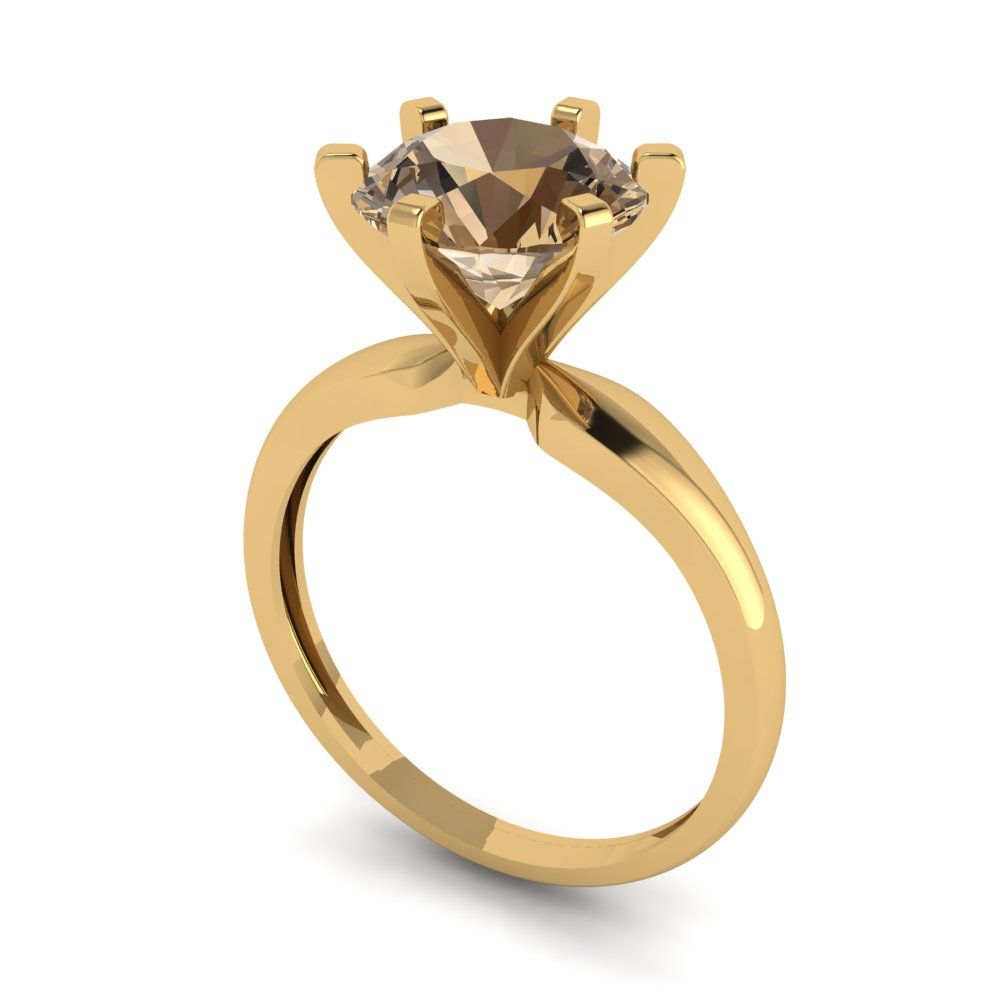 2.5 cttw Zirconia Simulated Champagne Diamond Solitaire  Engagement Ring - Solid Gold (VVS1, Round Cut,8.5mm)