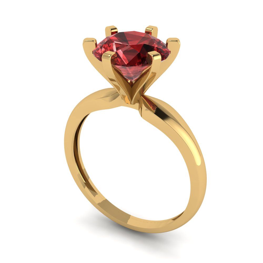 2.5 cttw Natural Garnet Solitaire  Engagement Ring - Solid Yellow Gold (VVS1, Round Cut,8.5mm)