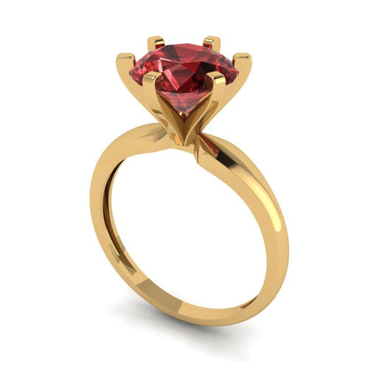 2.5 cttw Natural Garnet Solitaire  Engagement Ring - Solid Yellow Gold (VVS1, Round Cut,8.5mm)