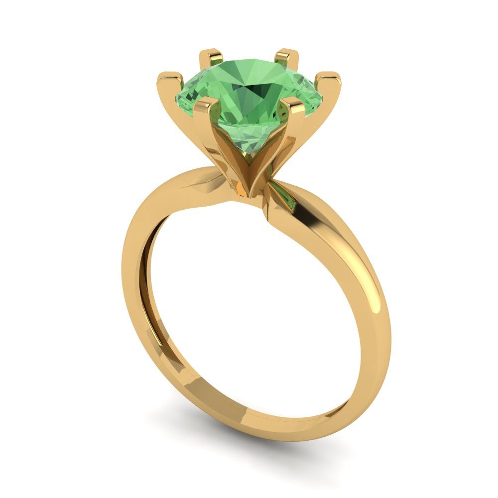 2.5 cttw Zirconia Simulated Green Diamond Solitaire  Engagement Ring - Solid Gold (VVS1, Round Cut,8.5mm)